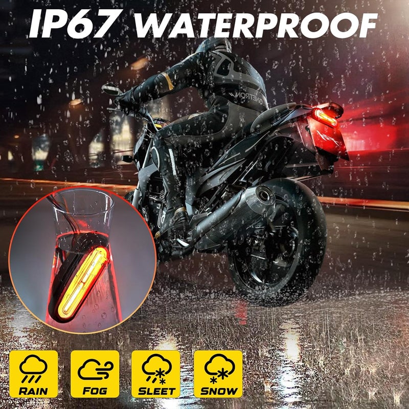 Alopee 5" Universal Led Motorcycle Tail Lights 12V-80V Compact Dual Color Rear Brake and Turn Signals IP67 Waterproof for Dirt Bike ATV Tail Light Scooter Bike Truck Trailer and Golf Cart (1 Pack) - Image 2